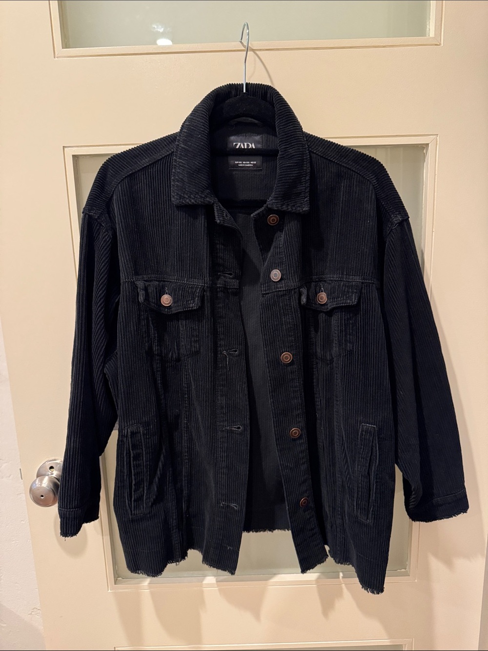 Zara Black Oversized Corduroy Jacket Size XXS